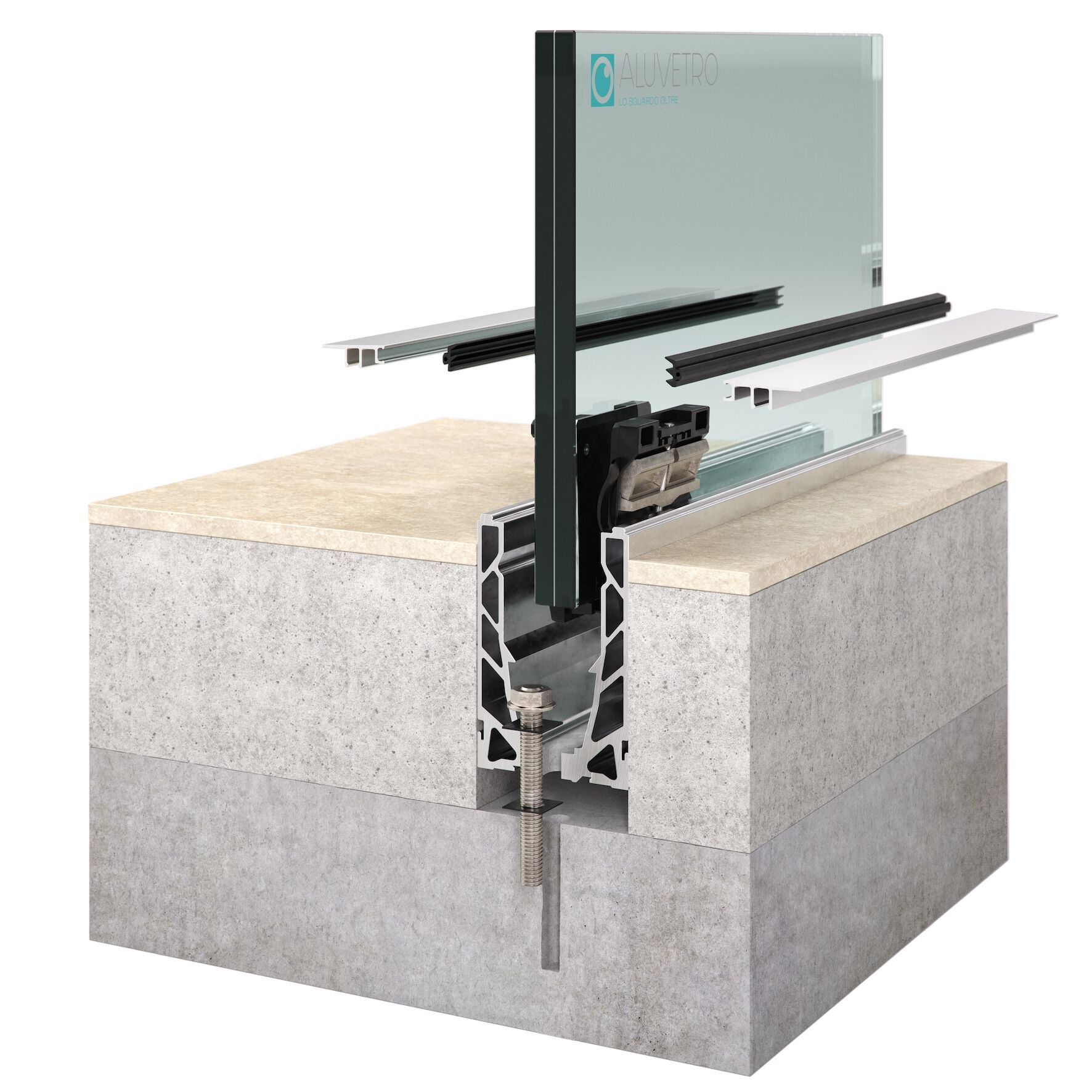 Стеклянный парапет для окон и балконов ALUVETRO система балюстрады GARDA ARCH-00032525 - Вид №17