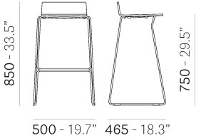 Pedrali Барный стул на санках с подставкой для ног Osaka metal 5717 - Вид №11