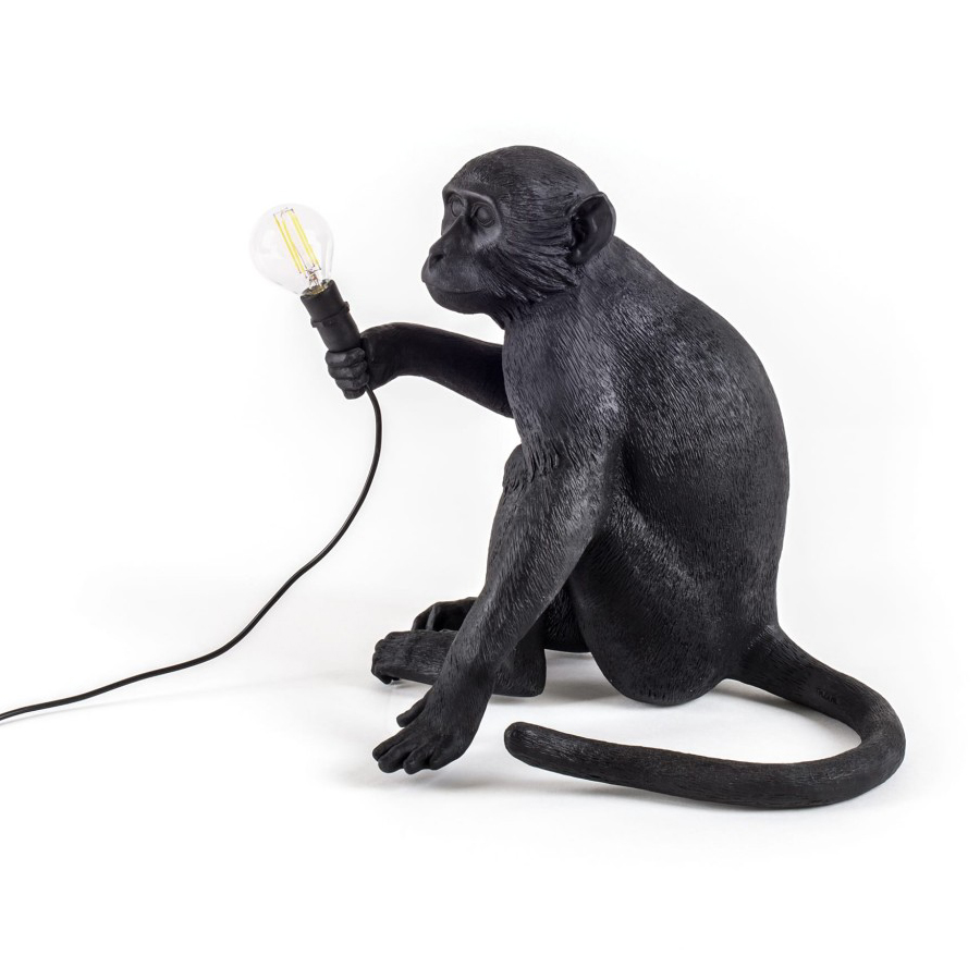 Светильник Monkey Lamp Sitting, черный Seletti 14922 - Вид №6