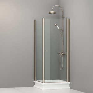 9161T3 Душевая кабина SX с распашной дверью и фиксированной боковой частью для душевого поддона 80x80 квадрат, цвет Бронзовый Kerasan RETRO Италия