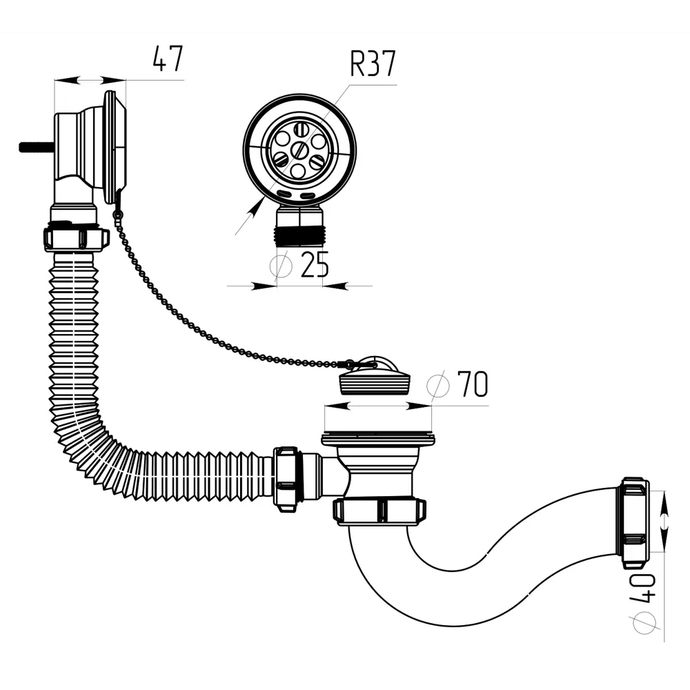 Сифон для ванны Акватер 50 мм полипропилен STLM-2048516 - Вид №2