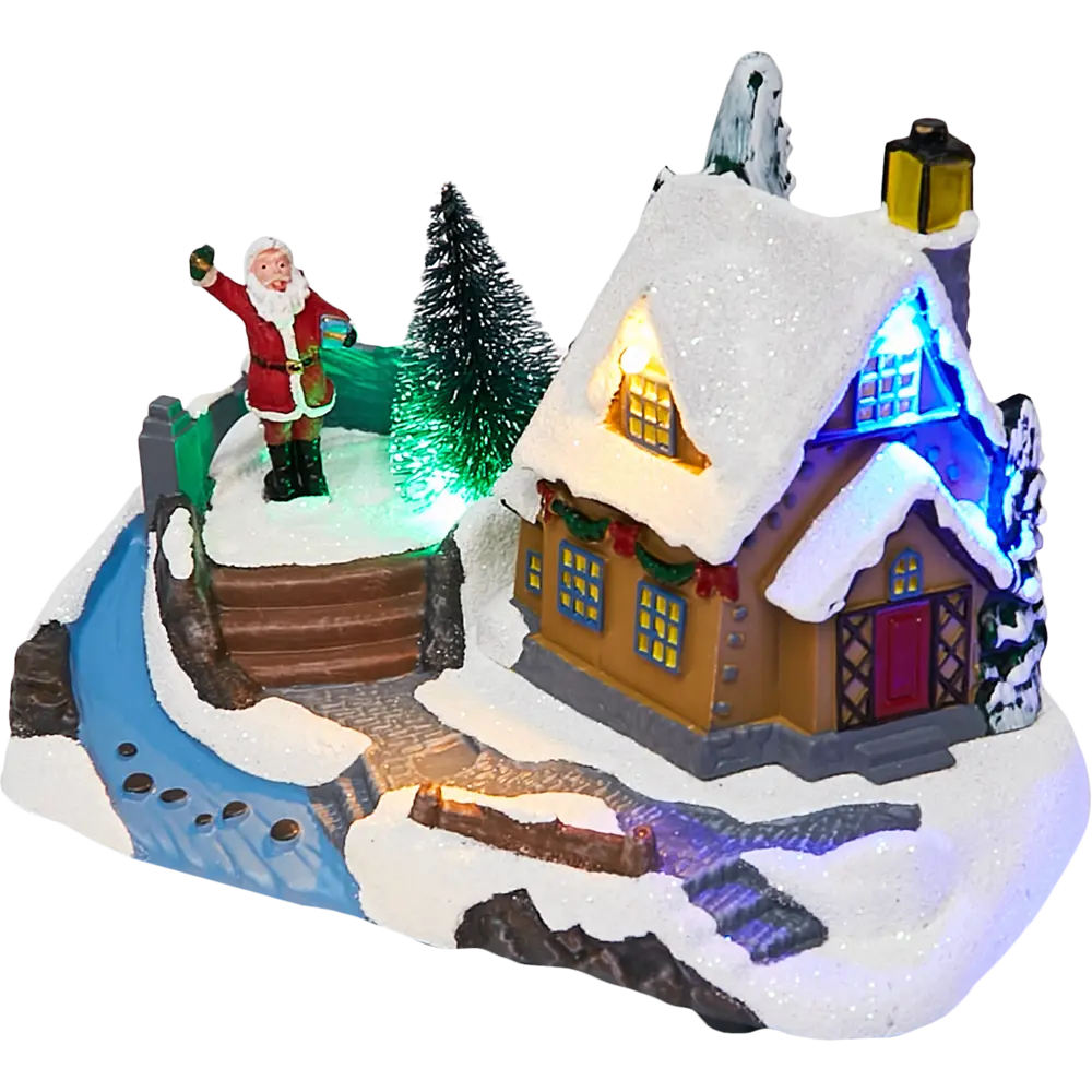87547211 Композиция новогодняя светодиодная Домик у реки 17x11x12 см STLM-0952768 Santreyd  - Вид №3