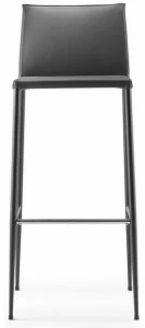 ONDARRETA Высокий кожаный табурет со спинкой Moka