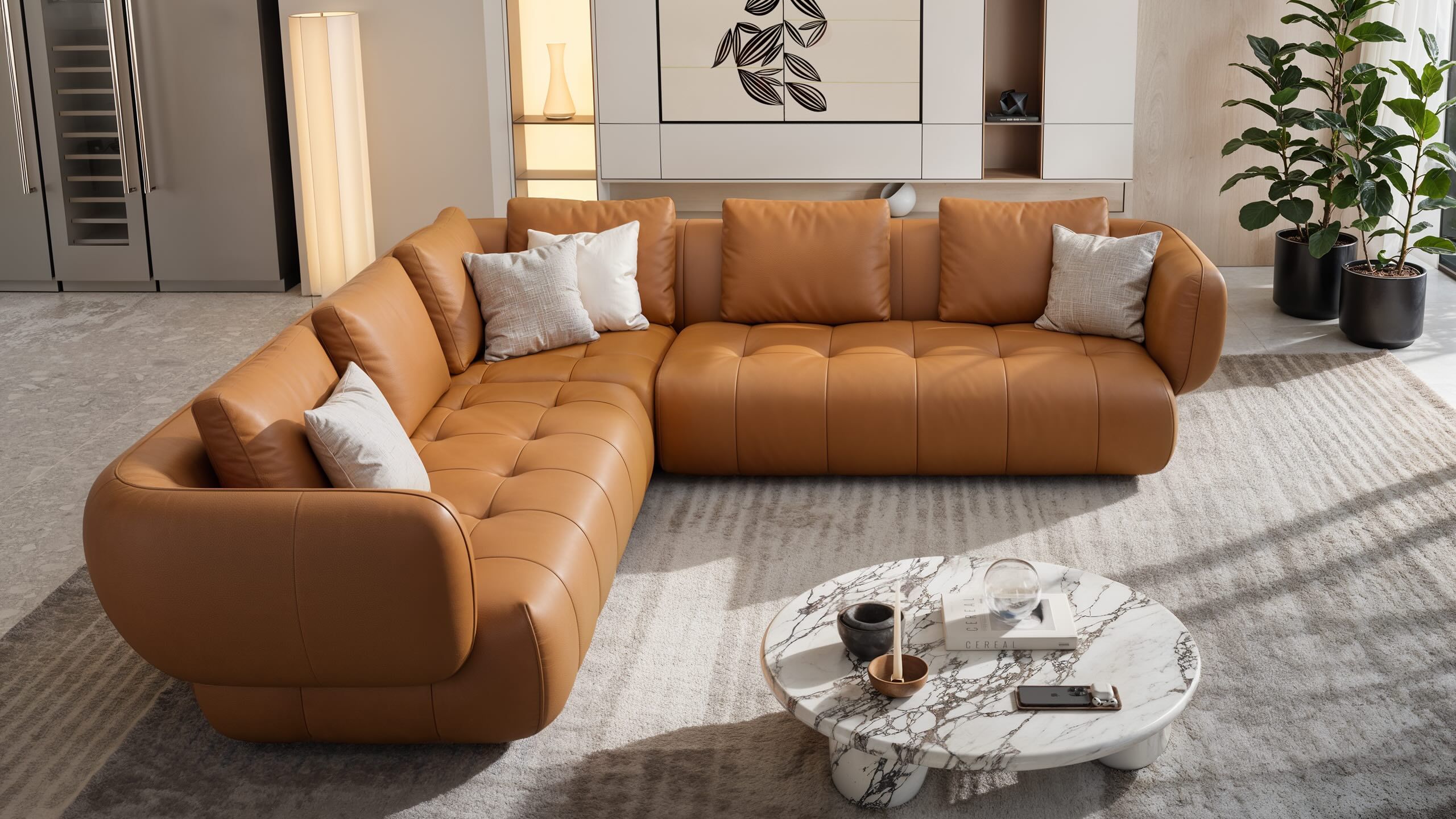 Кожаный угловой диван Sofanella море ARCH-00134396