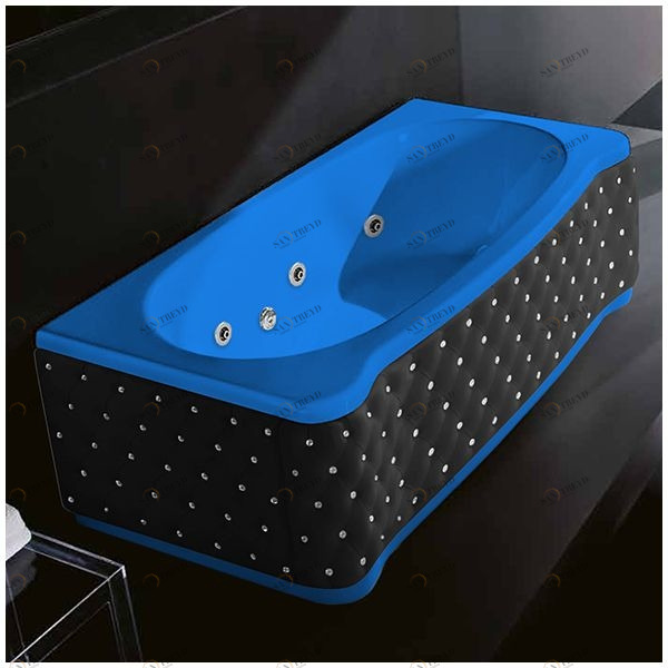 Ванна Gruppo treesse New Classic Young STD-V6747-DX-KCS-G голубая с гидромассажем прямоугольная правая чёрная кожа кристаллы сваровски STDV6747DXKCSG