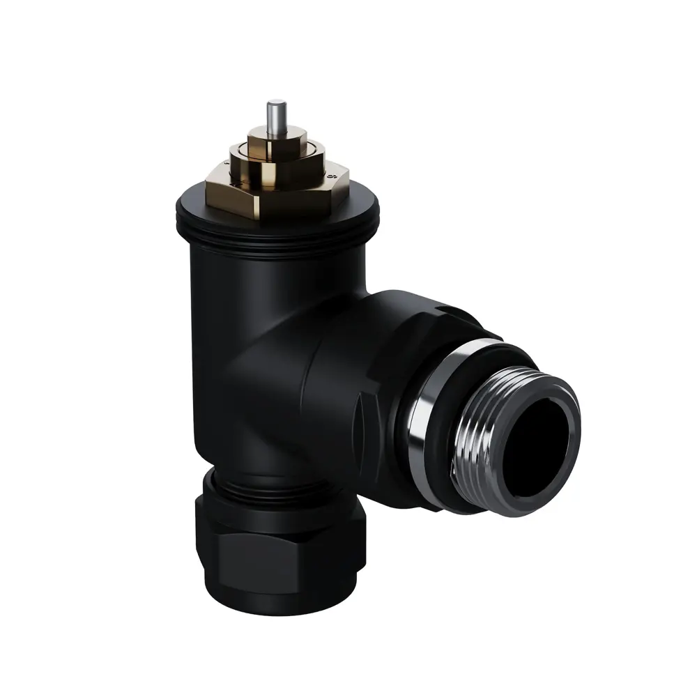 Термостатический комплект для радиатора угловой Royal Thermo Design Pro 1/2" латунь цвет черный 89423312 STLM-2102943  - Вид №2