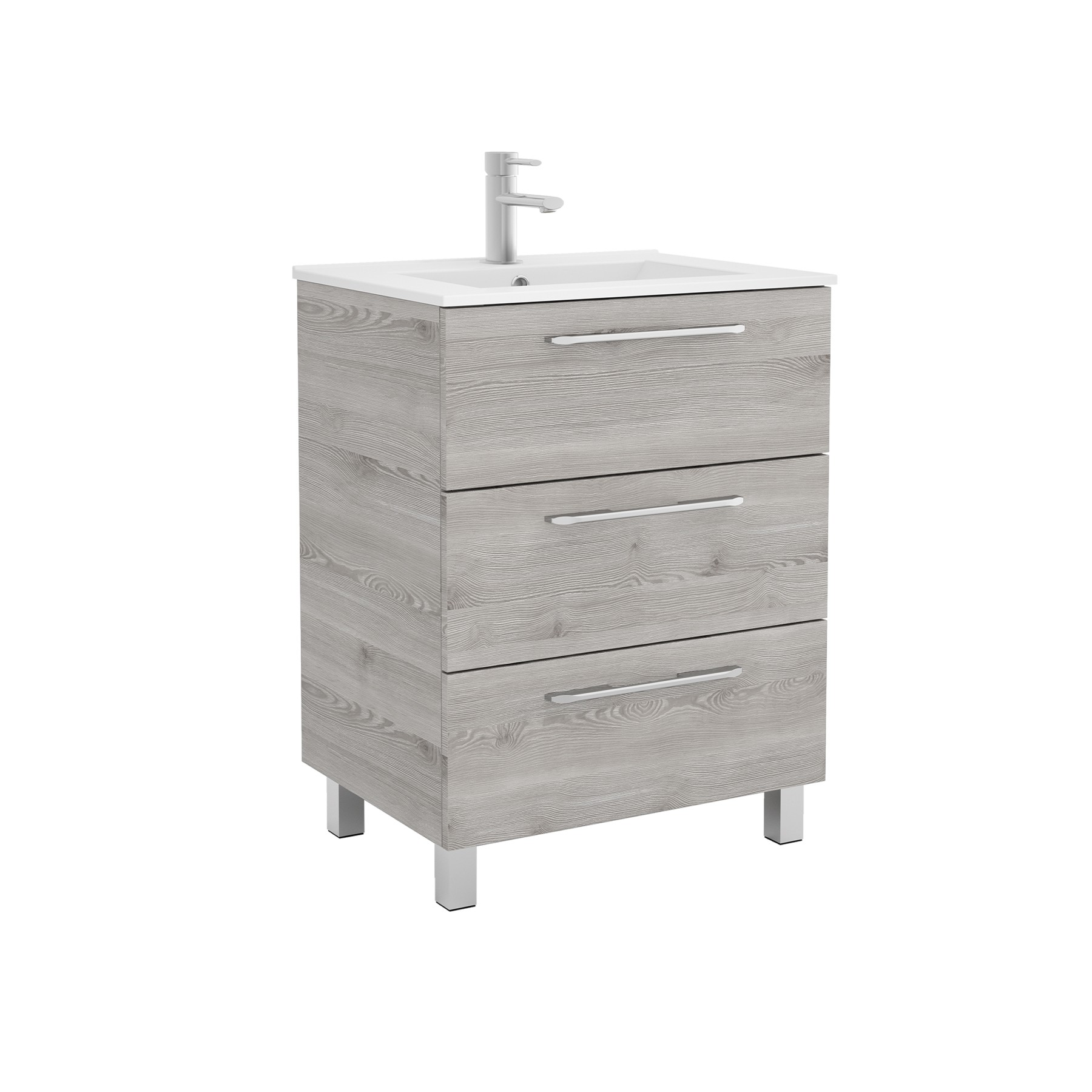 26589 SALGAR Мебель для умывальника FUSSION CHROME 700 3 ящика BAY PINE 697 x 868 x 450 мм Лавровая сосна - Вид №1