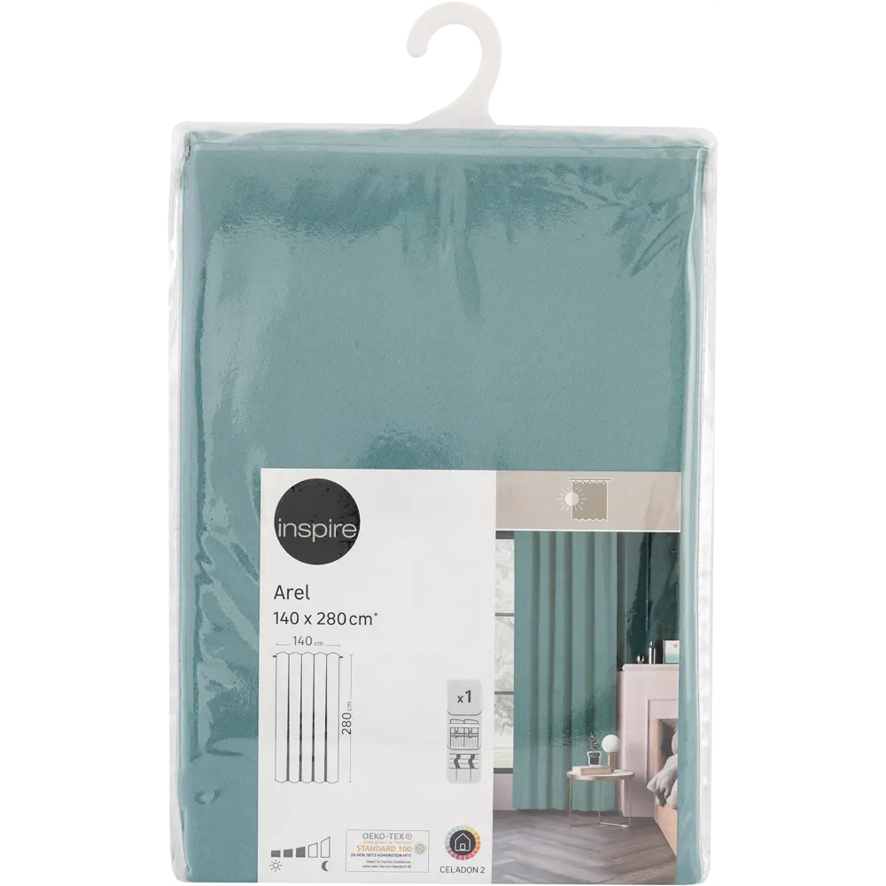 Штора Inspire Arel Celadon 2 - затемняющая димаут темно-бирюзового цвета 140×280 см 84855314 STLM-0056158 - Вид №7
