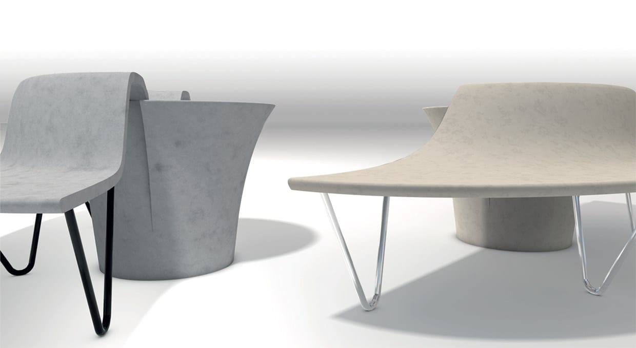 Реконструированная каменная изогнутая скамья со спинкой со встроенной плантатором Viscio Urban Design DUNA ARCH-00070983 - Вид №4