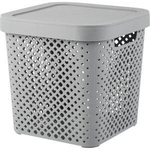 Корзина для хранения PLAST TEAM Mien серый с крышкой 31×30×31 см 89421607