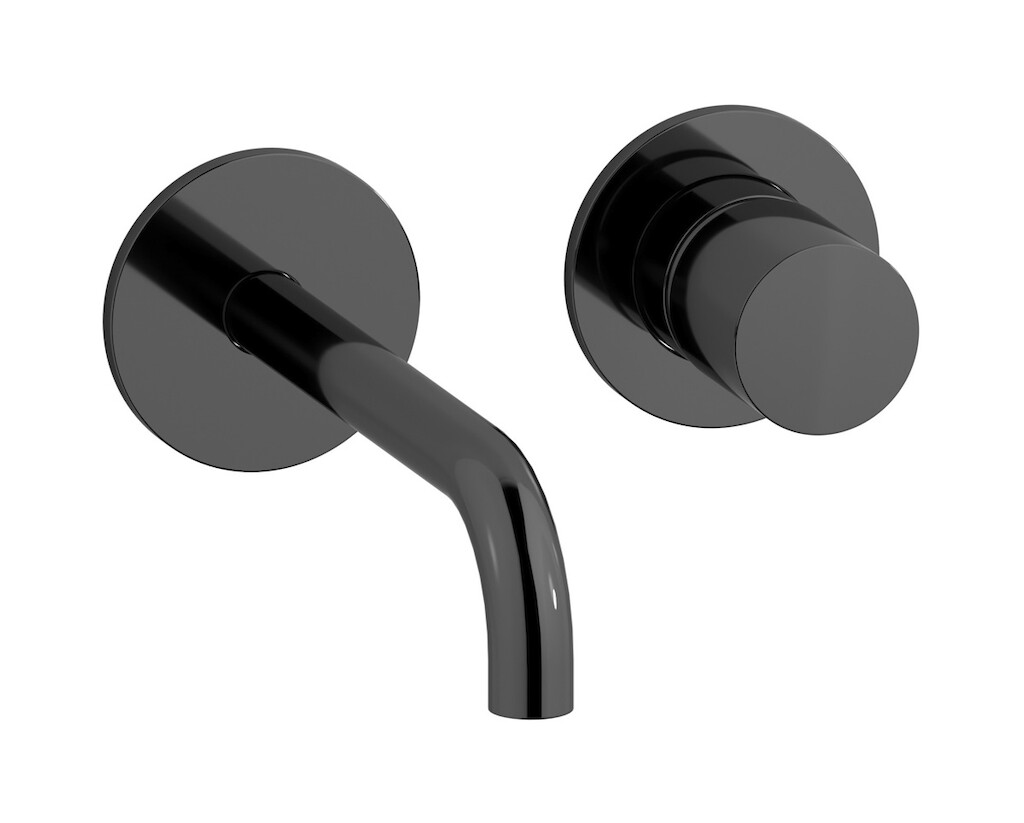 Встроенный в стену смеситель для раковины на 2 отверстия в комплекте с донным клапаном WE ARE IB rr406cf Black Chrome Brera