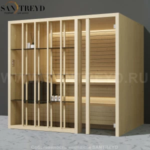 Effegibi YOKU.S105 SA.70100003 Сауна с правой дверью. Мощность: 10,5 кВт макс. Размеры: длина 230 см, ширина 200 см. Отделка: осина термообработанная