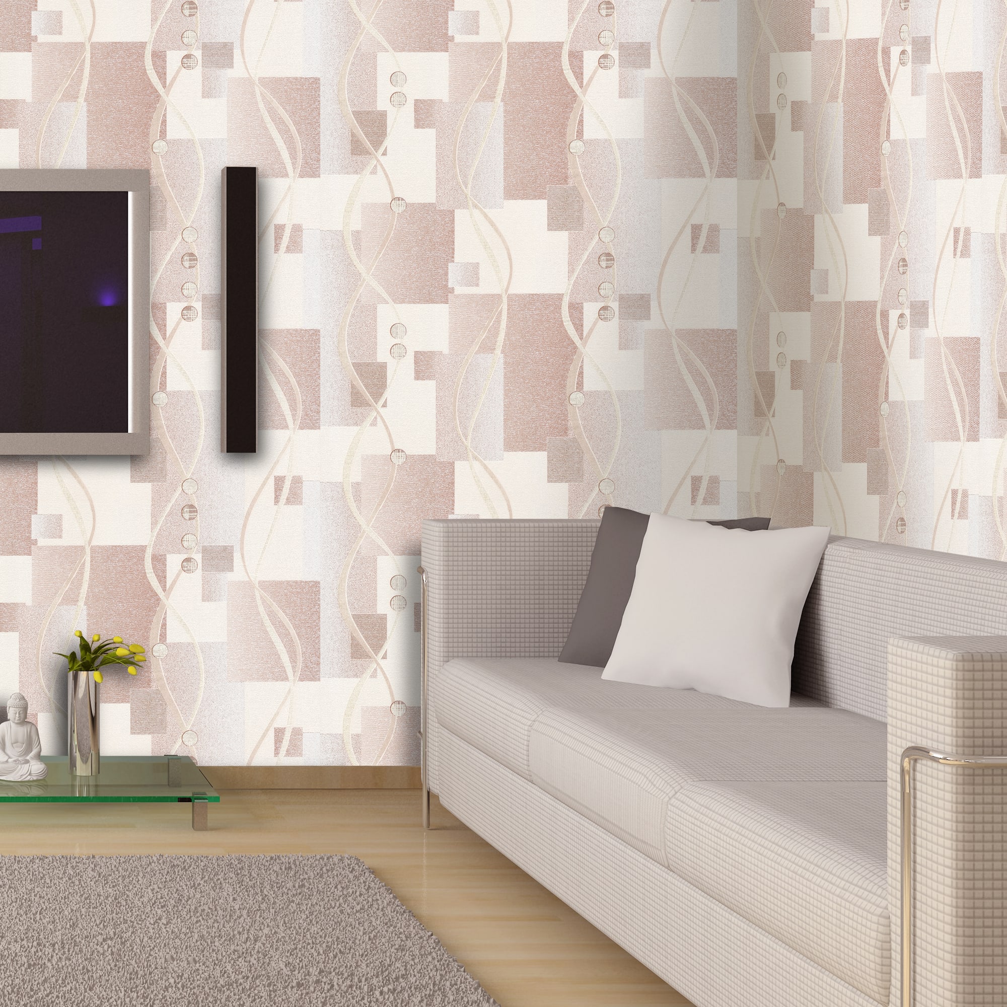 82399709 Обои флизелиновые бежевые 1.06 м 0407-5 Волны Santreyd  - Вид №3