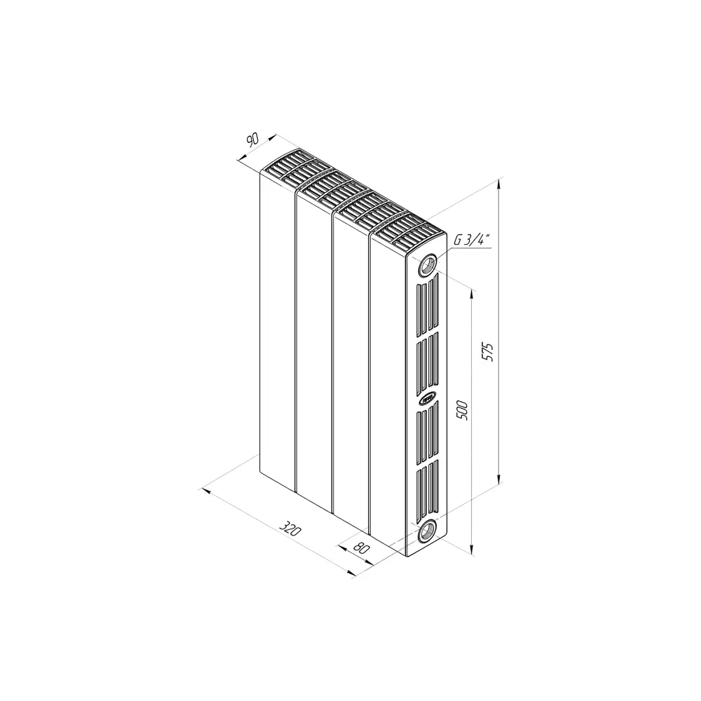 Радиатор секционный Rifar Supremo S50004RAL1015 500/90 4 секции боковое подключение биметалл бежевый STLM-2068724 - Вид №6