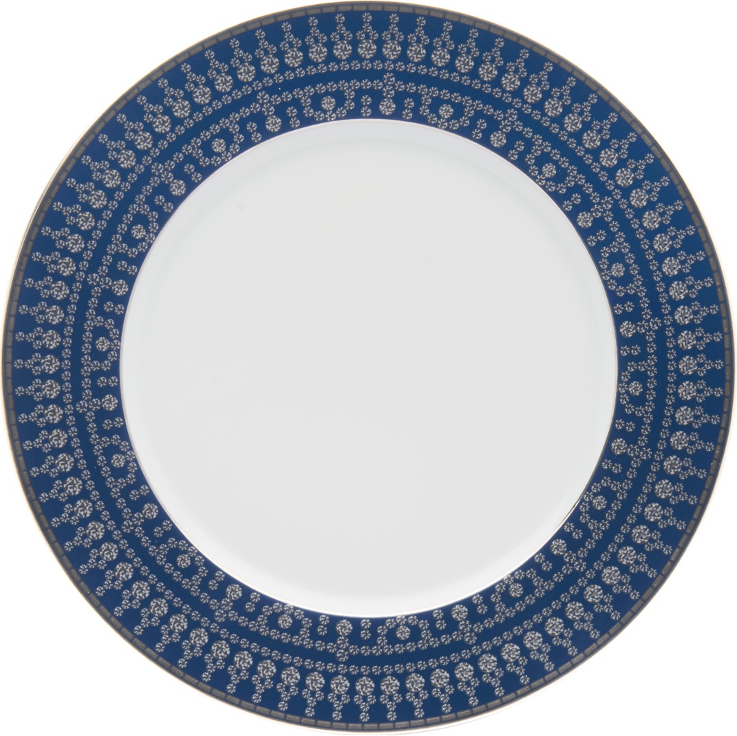 10639580 Haviland Тарелка десертная Haviland "Тиара, прусская бирюза" 22см (платиновый декор) Фарфор 