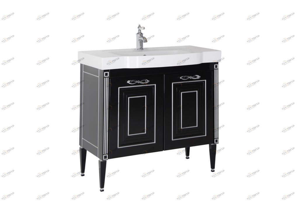 Тумба с раковиной Aquanet Паола 90 черный/серебро (керамика) 0018612000185340