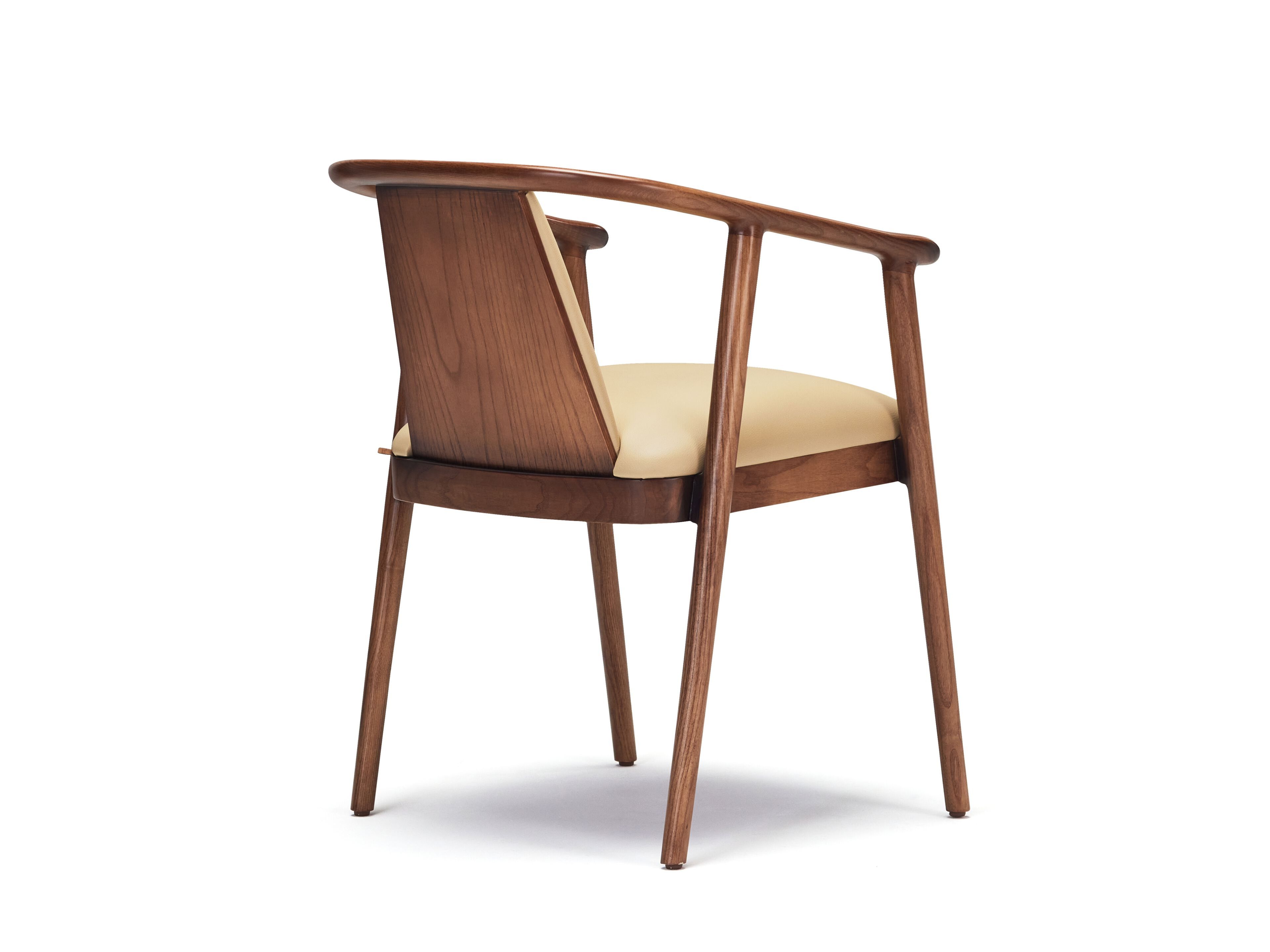 Стул из кожи и ясеня с подлокотниками Papell Design гостиница ARCH-00077504 - Вид №3