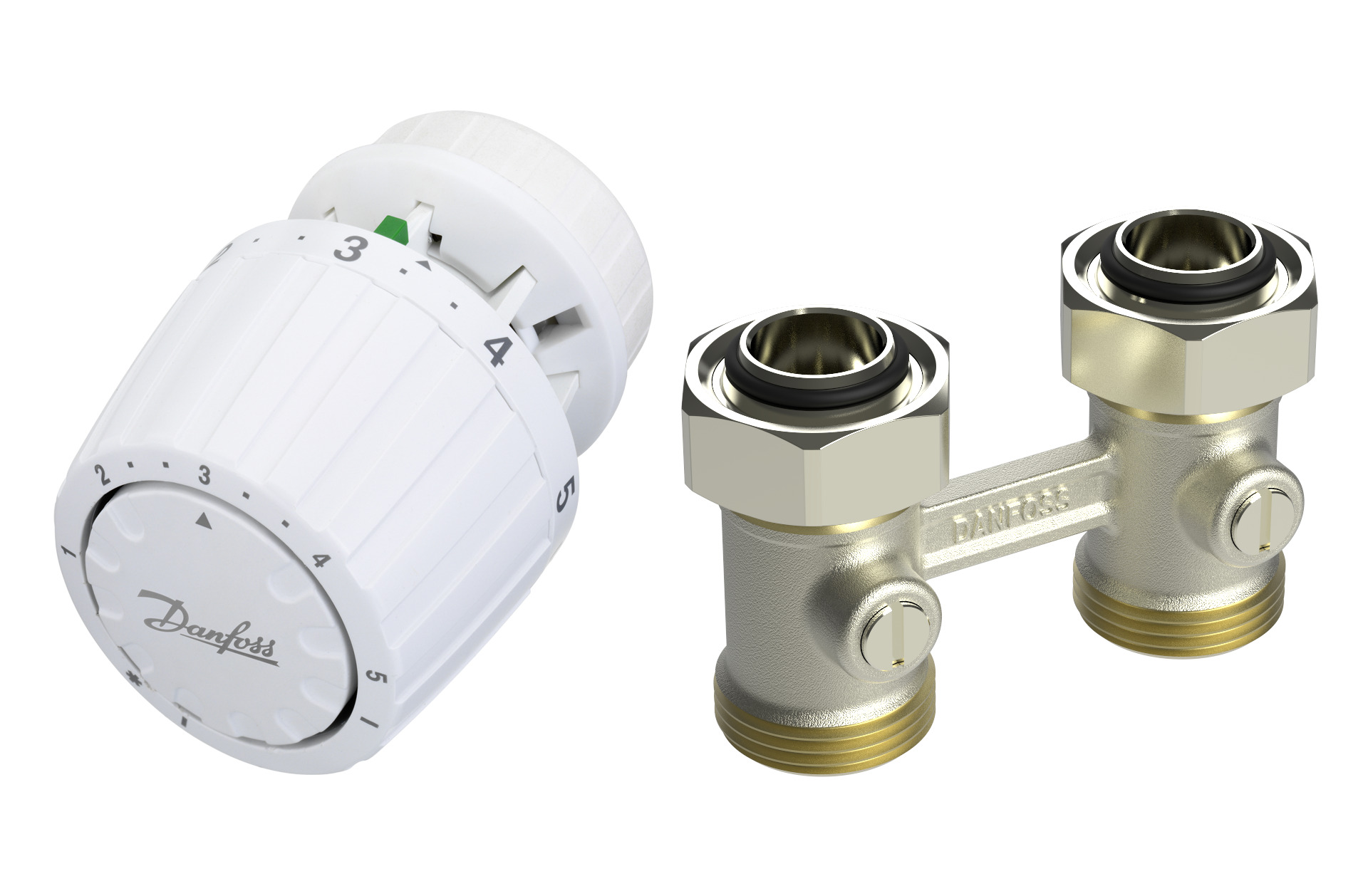 Danfoss Комплект RLV-KB/RTR 7090 для радиаторов с нижним подключением RLV-KB 20 + RTR 7090, 3/4 Прямой 013G7223  - Вид №4