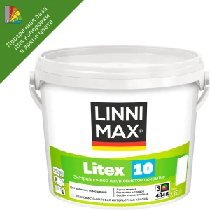 89349622 Краска для стен и потолков Linnimax Litex 10 моющаяся матовая прозрачная база 3 2.35 л STLM-1491266