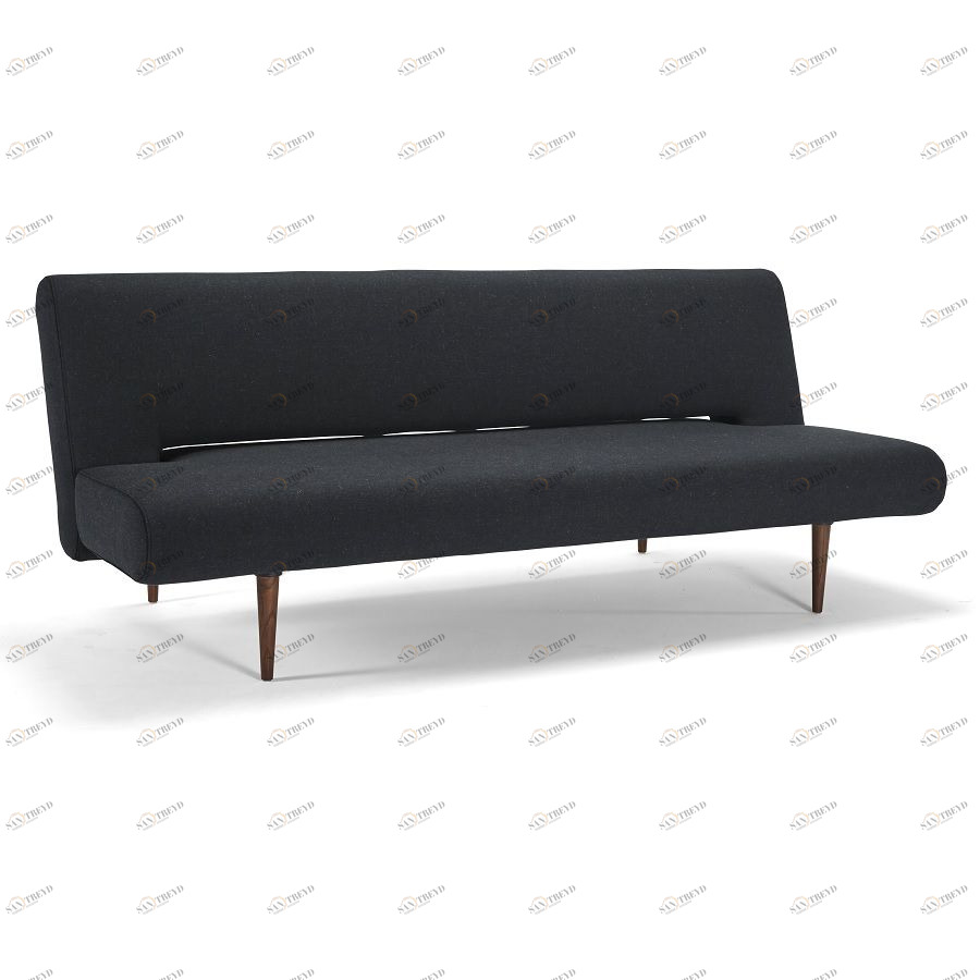 Диван Unfurl с ножками из темного дерева и черной рамой, черный Innovation Living 772001514