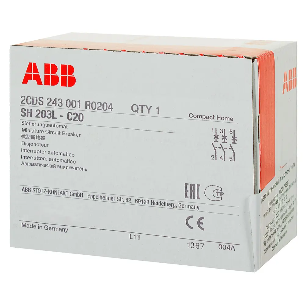 Автоматический выключатель ABB SH203L 3P C20 А 4.5 кА 2CDS243001R0204 10062010 STLM-2046645  - Вид №3