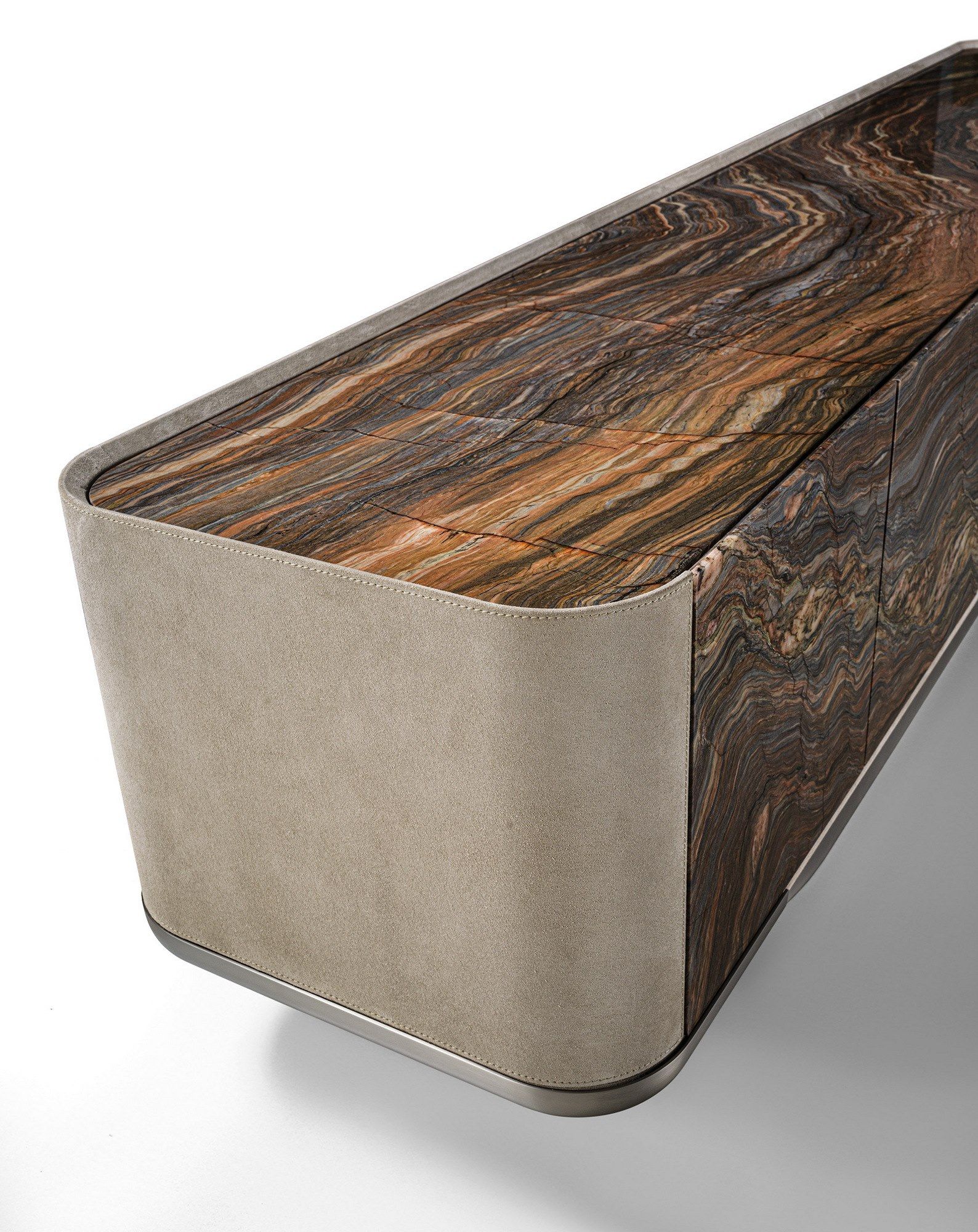 Двухсторонний шкаф с дверцами и ящиками из кожи и мрамора Longhi Loveluxe 2021-Rhythm'21 collection ARCH-00126493 - Вид №3