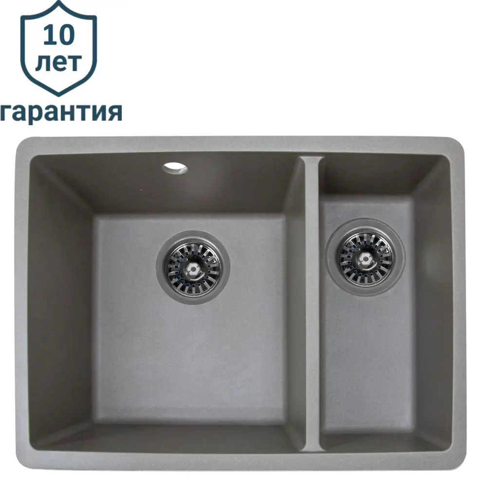 Мойка для кухни под столешницу KONSENSA 42x55 см глубина чаши 20 см кварц цвет серый 89426719 STLM-2043773 Lm 55x42 - Вид №1