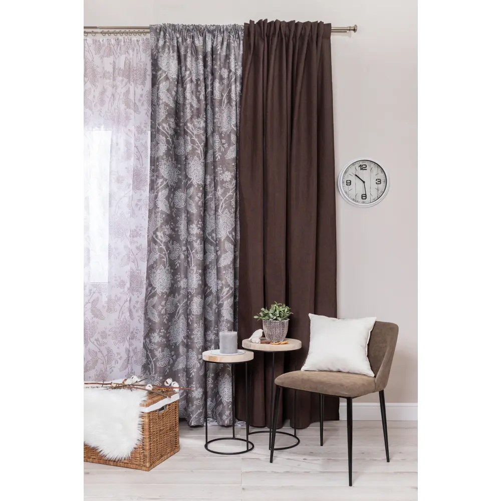 Штора на ленте Королевский цветок 160х260 см цвет коричневый WITERRA STLM-2165207 - Вид №6