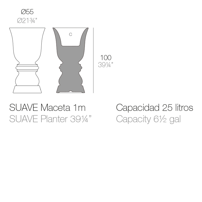 070410 Кашпо диаметр 55х100 Vondom SUAVE - Вид №3