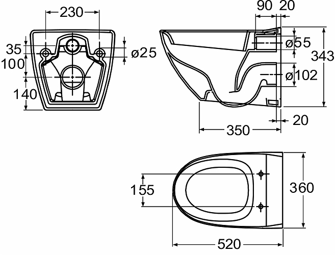 7612001201 Подвесной унитаз настенный Белый IDO  Швеция  - Вид №1