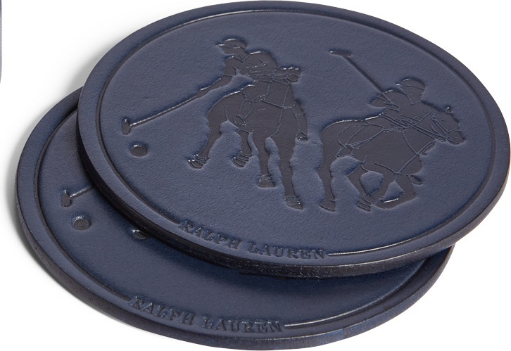 10652174 Ralph Lauren Home Набор подставок Ralph Lauren Home "Гаретт" 13см (кожа, тёмно-синий) Кожа искусственная 