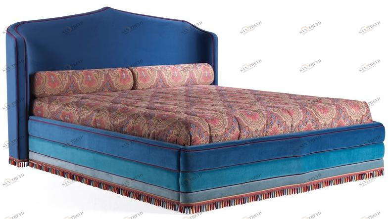 ETRO Home Interiors Кровать king size из бархата с мягким изголовьем Amina sun-id-1424529
