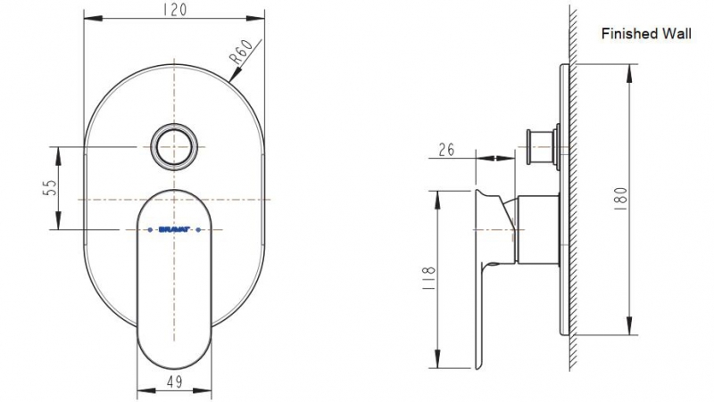Встраиваемый смеситель (2-функц.) GINA PB865104CP-2-ENG bravat - Вид №1