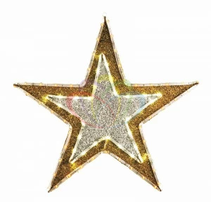 Светодиодная фигура "Звезда бархатная" с постоянным свечением 61см SUPERNW СВЕТОВЫЕ ФИГУРЫ 217529 Золото
