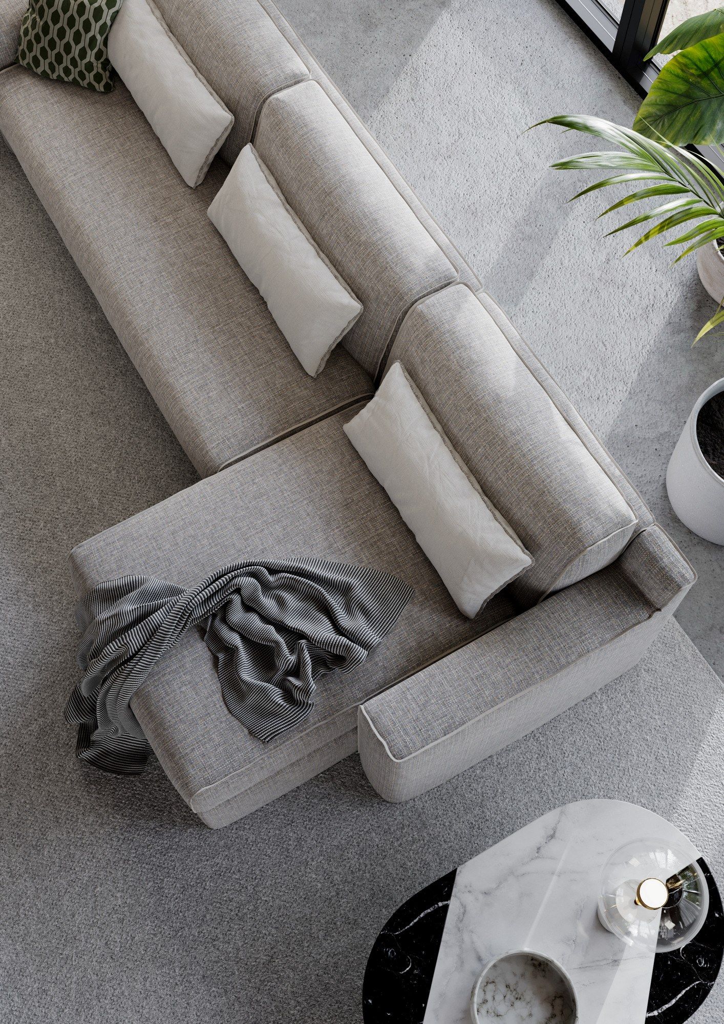 Двуспальный диван-кровать из ткани с полуостровом Milano Bedding JARREAU ARCH-00037997 - Вид №4