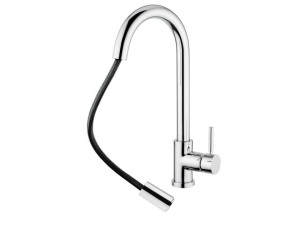 Однорычажный кухонный смеситель со съемным ручным душем и поворотным изливом