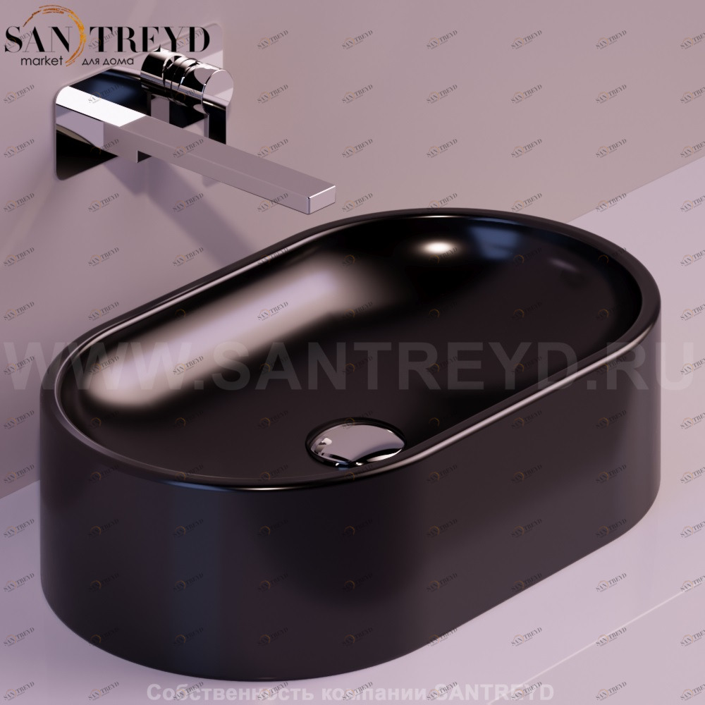 FL13NERO Накладная раковина на столешницу  овальная Simas Flow