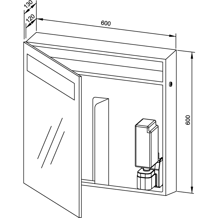 727891 Зеркальный шкаф комбинированный мыло/бумага (сенсор) WP650e WAGNER_EWAR Wagner Ewar  - Вид №1