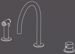 Radomonte Смеситель для кухни на 3 отверстия из нержавеющей стали с вытяжным душем  Cuc56