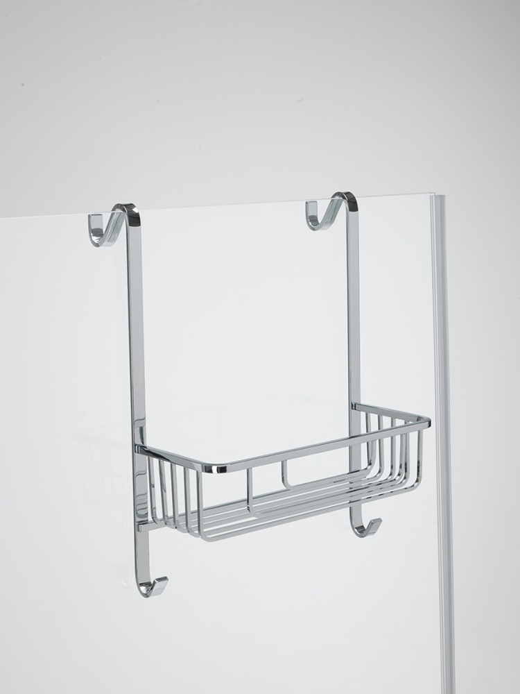 1072(08) Stil Haus, решётка 1-уровневая для душевого стекла + 2 крючка, цвет хром 