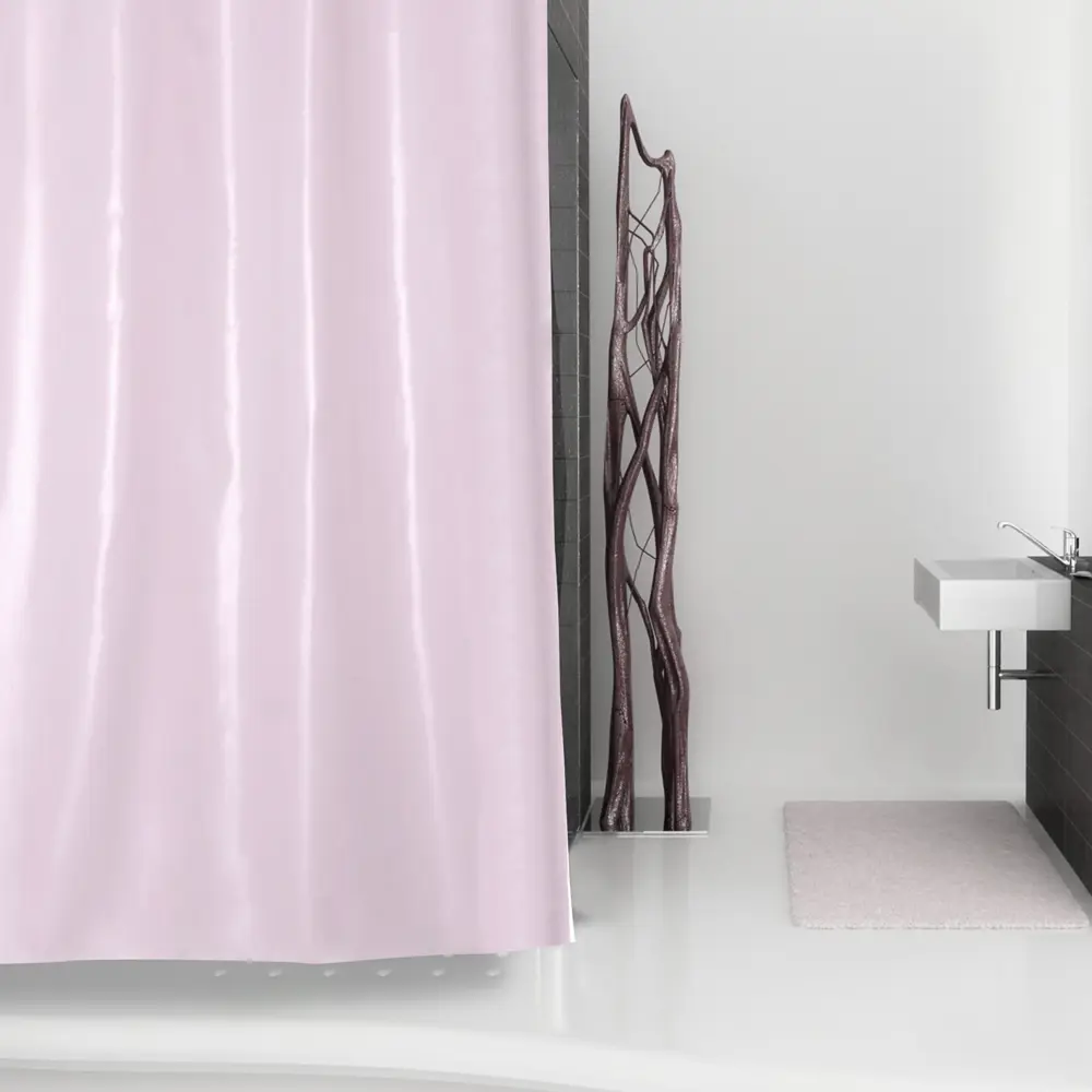 Штора для ванны Brillar pink, 180х200 см, полиэстер, цвет розовый WESS STLM-2015674 - Вид №6