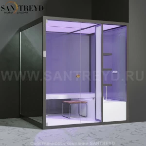 Effegibi BODYLOVE H BL30030003 Хаммам. Установка: в правый угол. Мощность: 7 кВт макс. Размеры: длина 200 см, ширина 176 см. Отделка: гладкое стекло и зеркало.