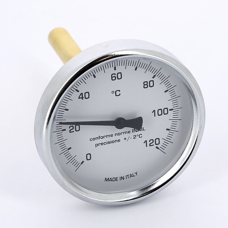 Термометр биметаллический 80мм с погружной гильзой EMMETI 120 град.C гильза 100мм 00611812