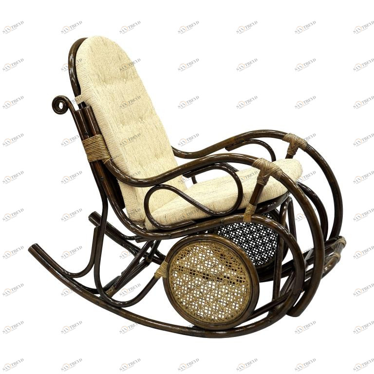 Кресло-качалка с подножкой темно-коричневое "Люст" ЭКО ДИЗАЙН CLASSIC RATTAN 129511 Бежевый;коричневый 