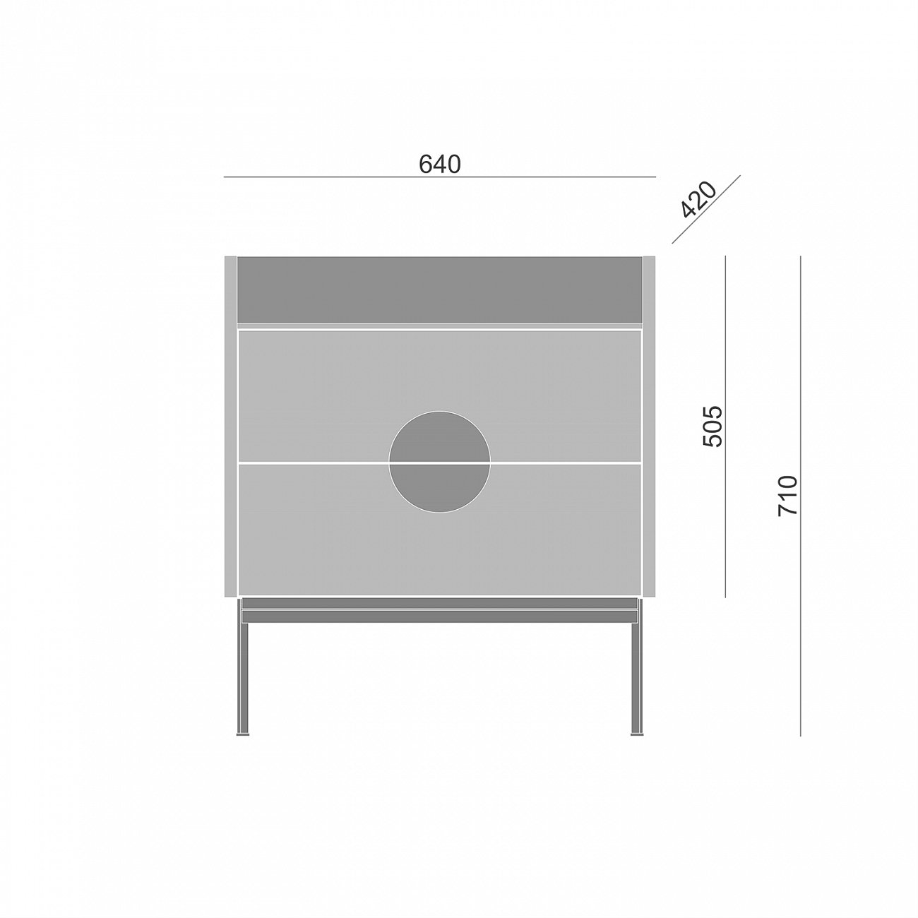 Тумба с полкой 61х64 см светло-серая Alto BRAGIN DESIGN LIVING 00-3862454 Серый - Вид №2