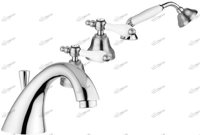 Rubinetteria Giulini Смеситель на край ванны на 4 отверстия с ручным душем Praga - praga crystal F7565