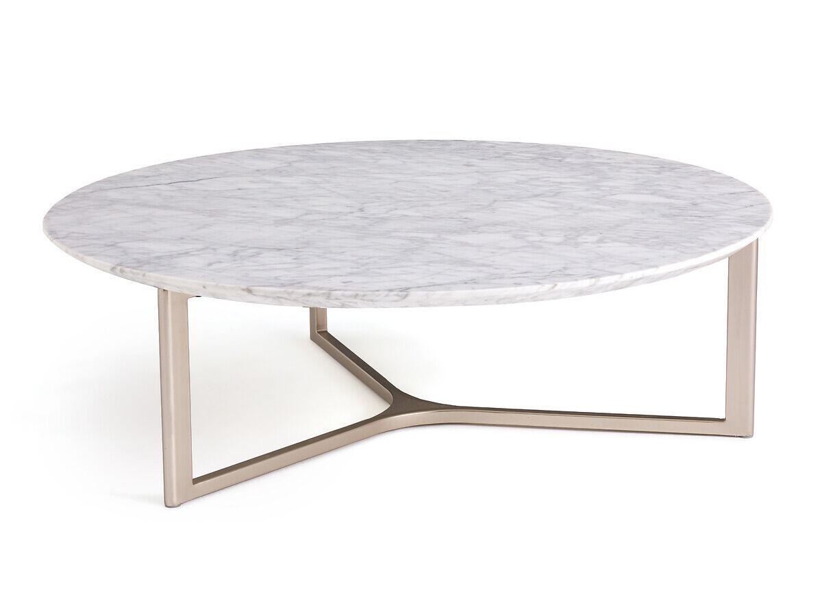 Круглый журнальный столик из белого металла и мрамора с 3 спицами AMPM CRISTEAL ARCH-00117400 - Вид №1