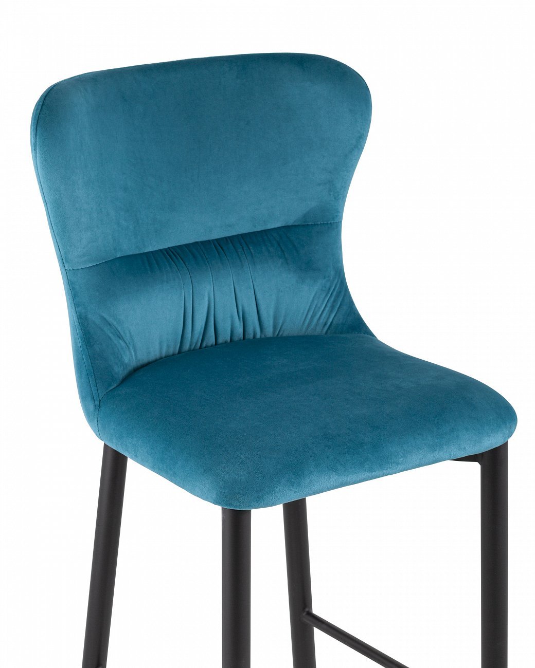 Стул барный с мягкой спинкой темно-бирюзовый с черными металлическими ножками "Лилиан" STOOL GROUP  00-3881787 Голубой  - Вид №4
