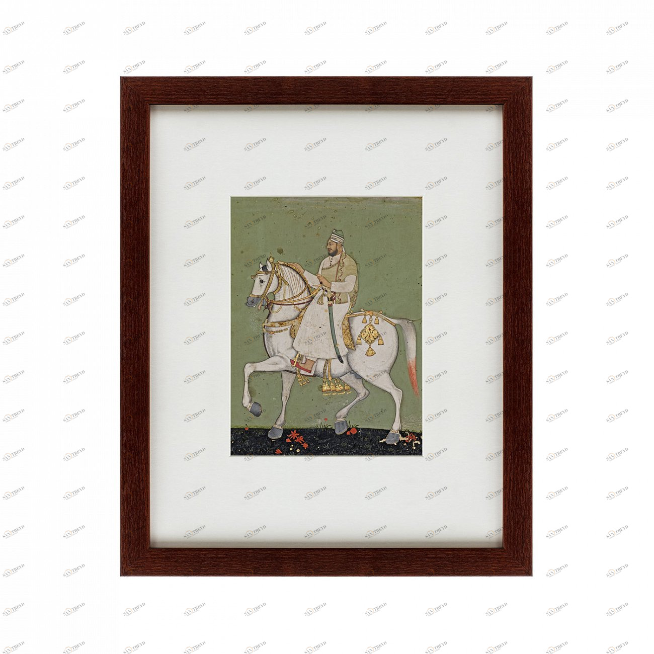 Картина: An equestrian portrait of shah raju ii, 1670 КАРТИНЫ В КВАРТИРУ  135624 Разноцветный 