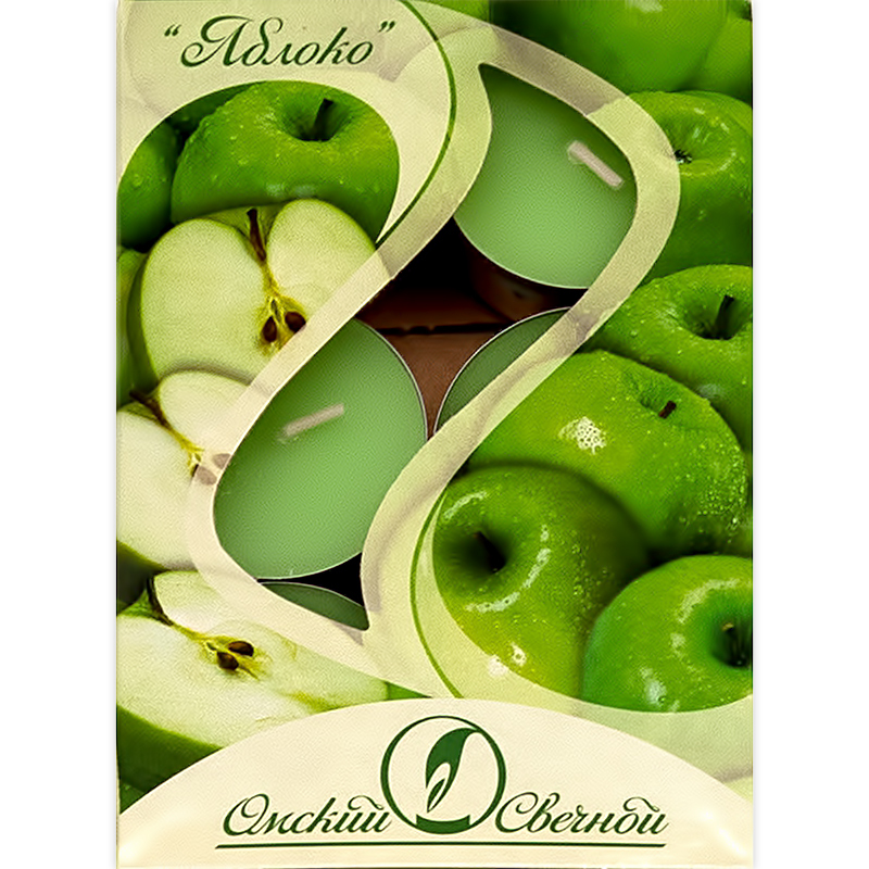 001811 Cвечи в гильзе ароматические 1.6 x 3.8 см 12 г 6 шт. Яблоко Омский Свечной 